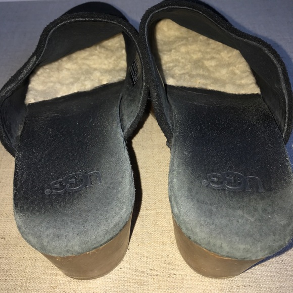 UGG Girl US 3 EU 33 EVIE Black Suede Mules Clogs - Picture 4 of 9
